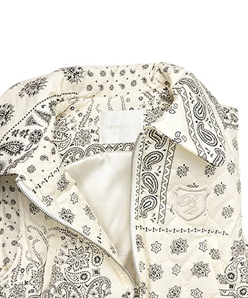 BENECIA 12 Bandana Quilted Vest - Ivory