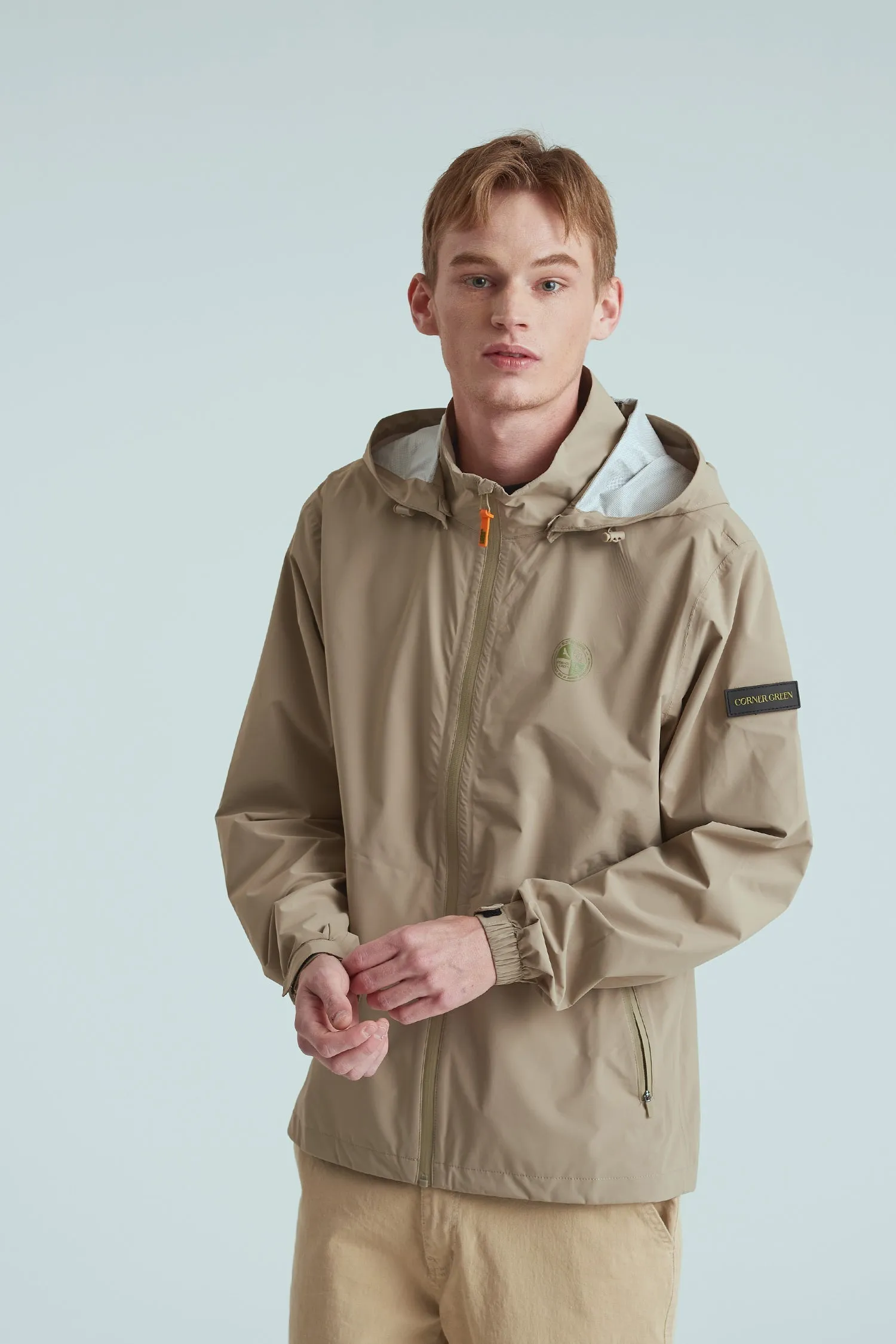 BIRDIE Mens Golf Rain Jacket - Beige