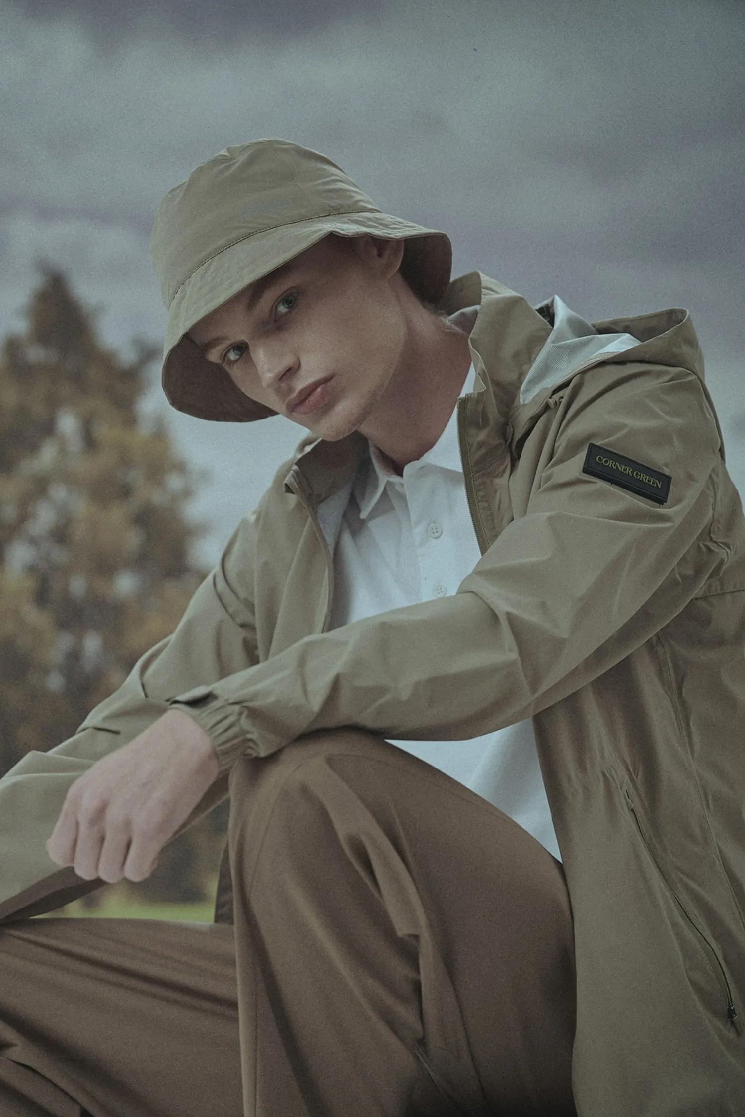 BIRDIE Mens Golf Rain Jacket - Beige