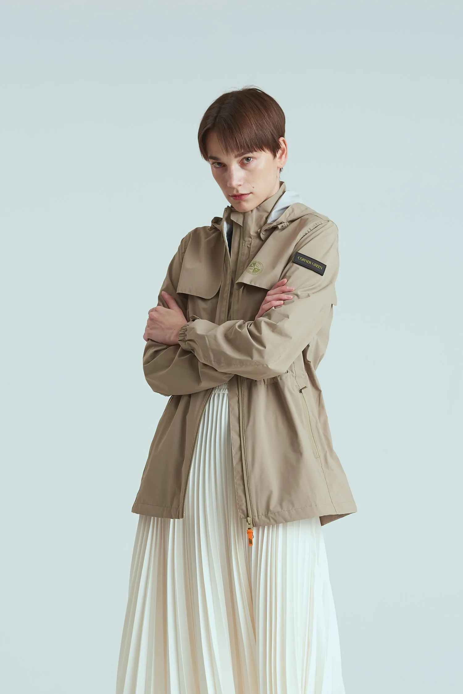 BIRDIE Womens Golf Rain Jacket - Beige