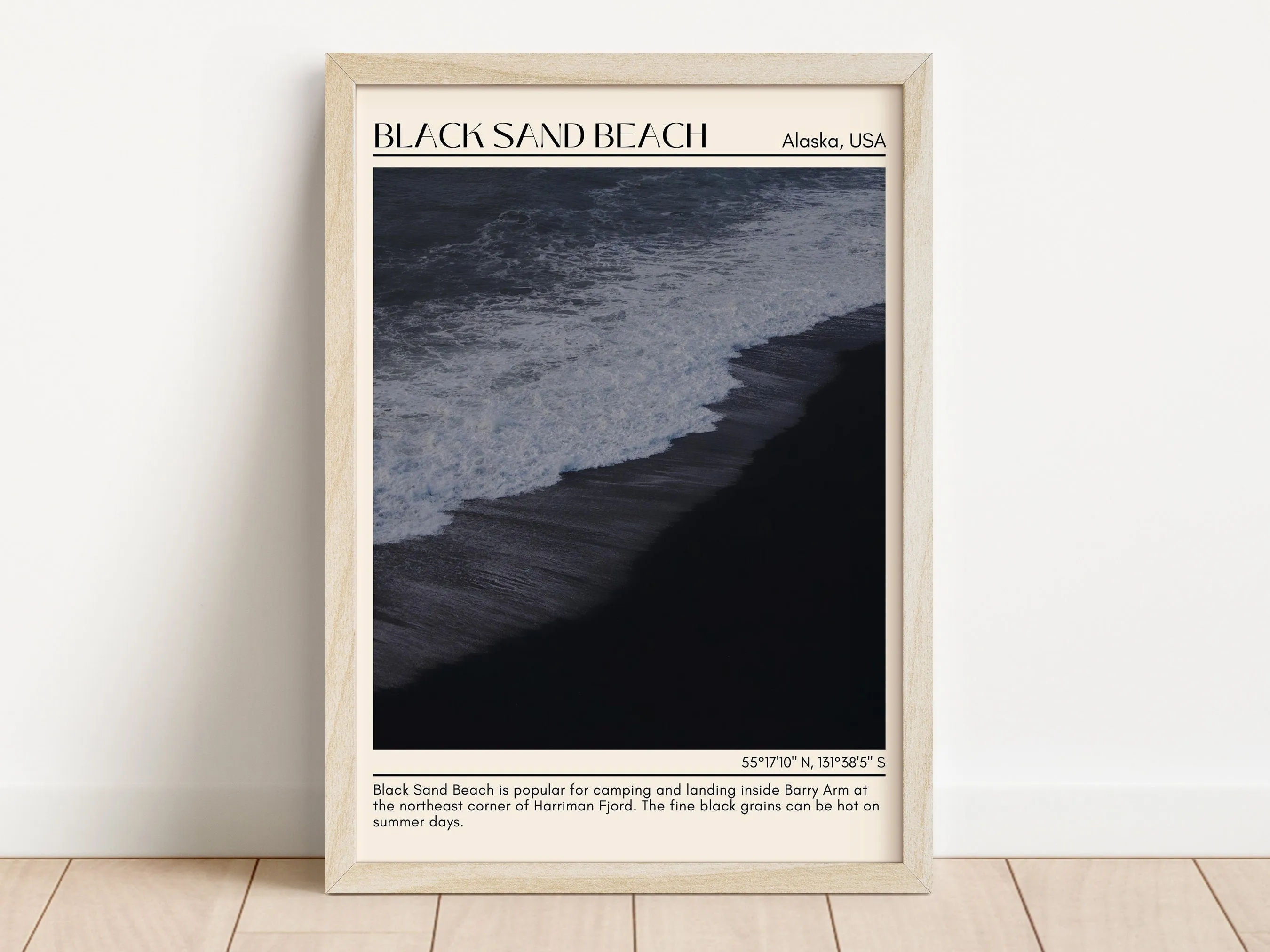 Black Sand Beach Wall Art Canvas, USA