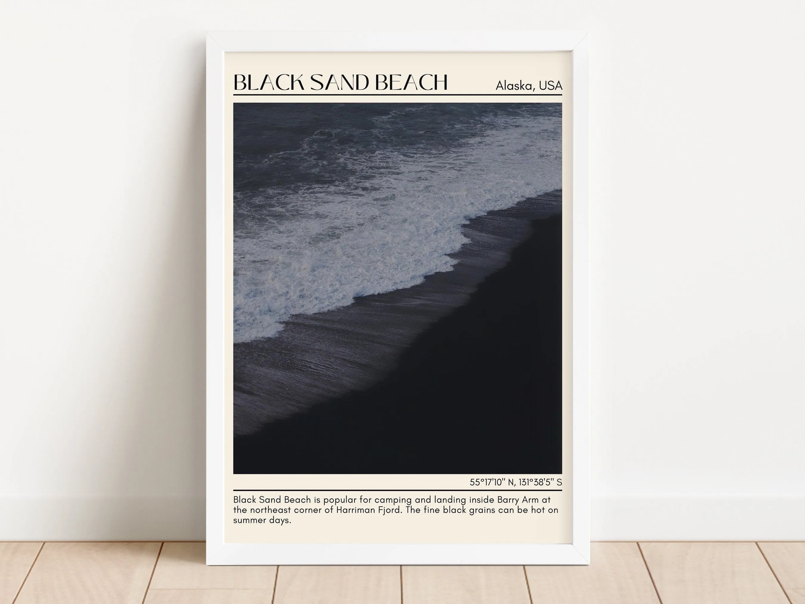 Black Sand Beach Wall Art Canvas, USA