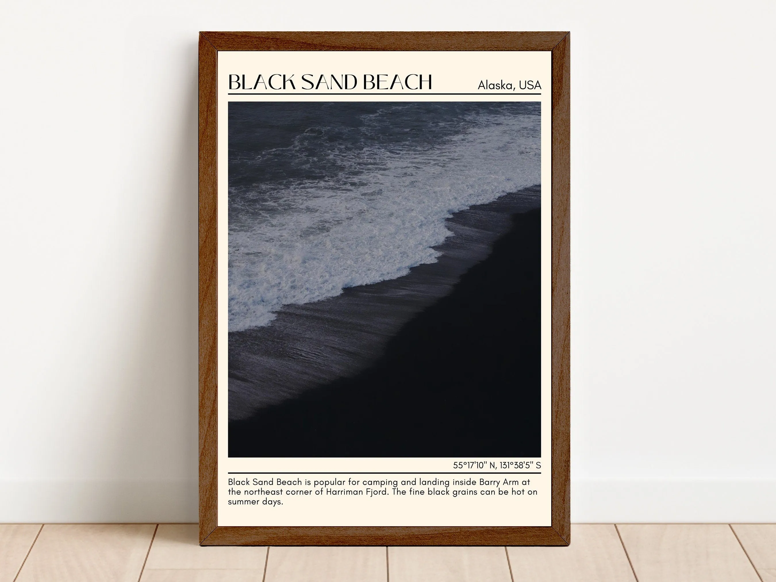 Black Sand Beach Wall Art Canvas, USA