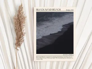 Black Sand Beach Wall Art Canvas, USA