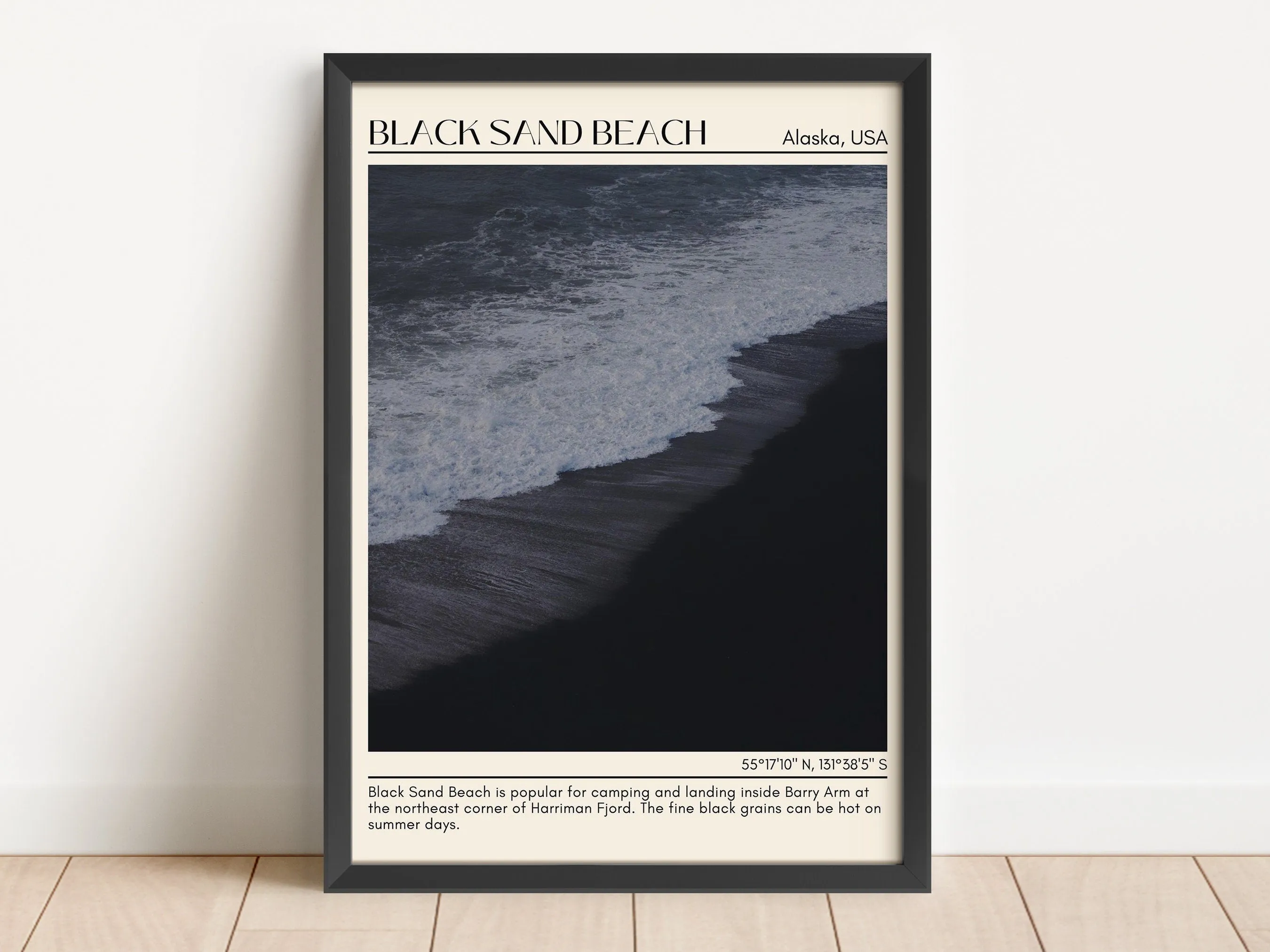 Black Sand Beach Wall Art Canvas, USA