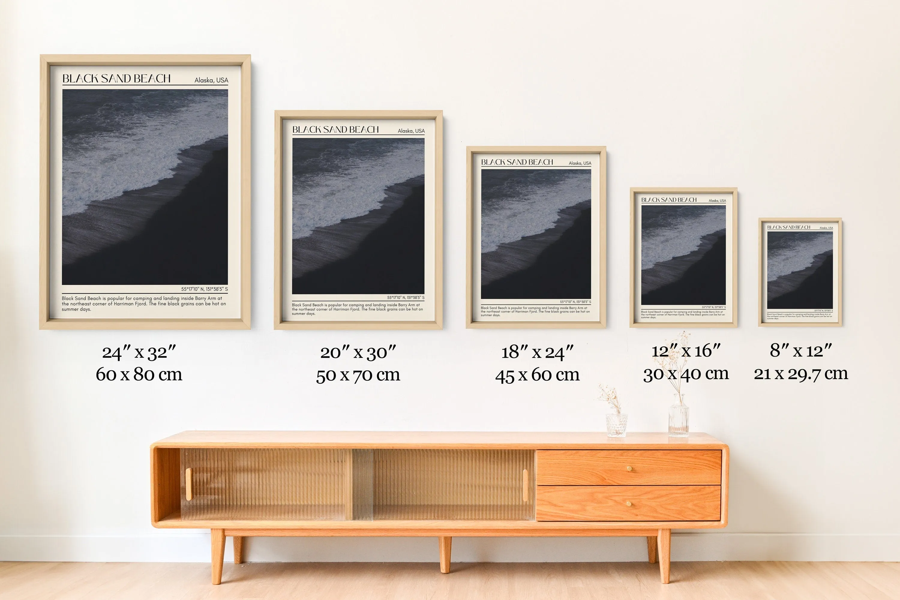 Black Sand Beach Wall Art Canvas, USA