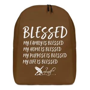 BLESSED BY XCLUSIF POETIX BROWN & WHITE Minimalist Backpack