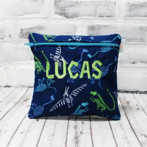 Blue Dinosaur Bones Personalized Reusable Food Bag