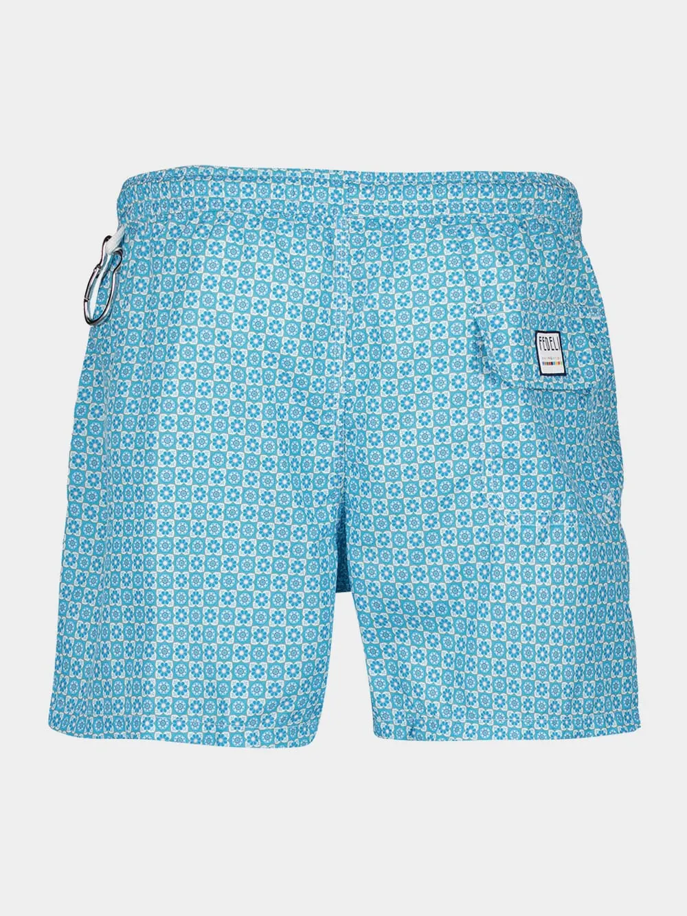 Blue Madeira Chess Pattern Swim Trunk