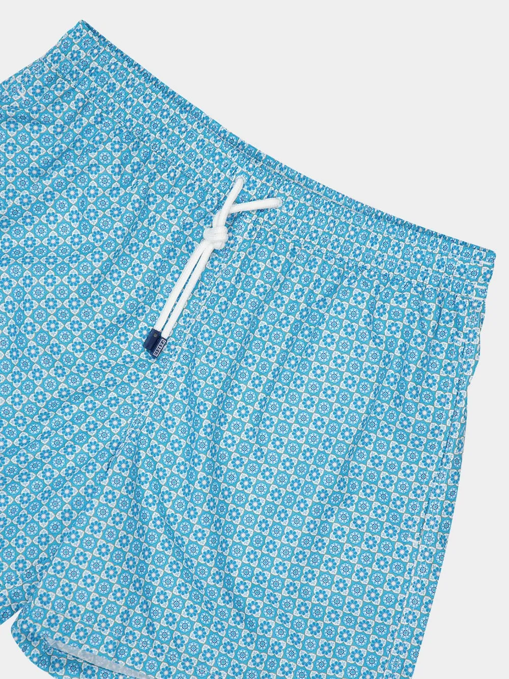 Blue Madeira Chess Pattern Swim Trunk