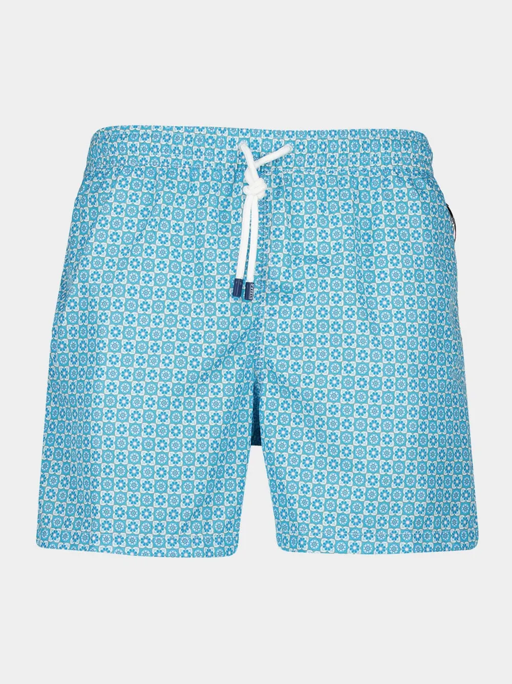 Blue Madeira Chess Pattern Swim Trunk