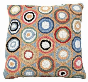 Blue Pennies Hooked Decorative Pillow