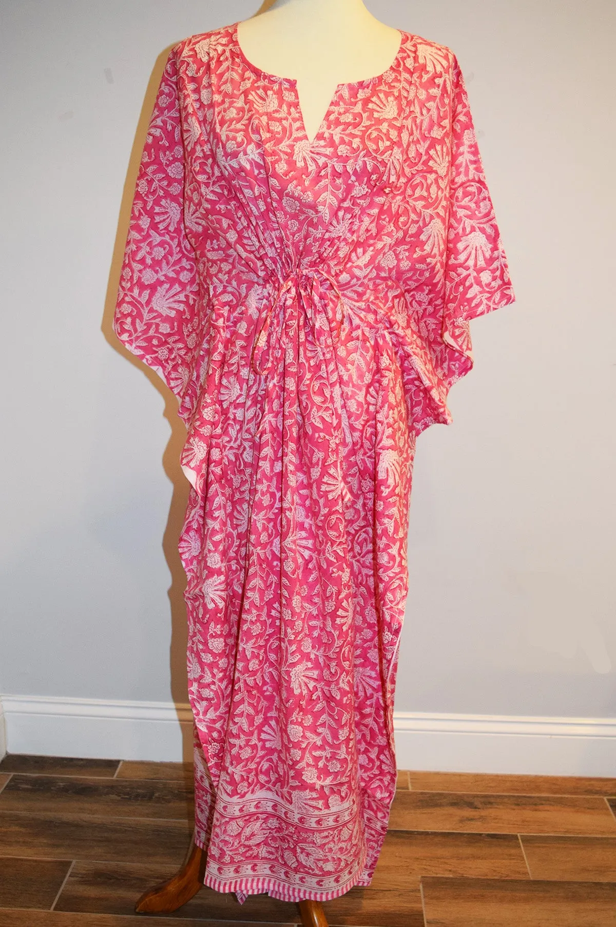 Border Print Long Kaftan | Flamingo