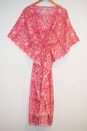 Border Print Long Kaftan | Flamingo