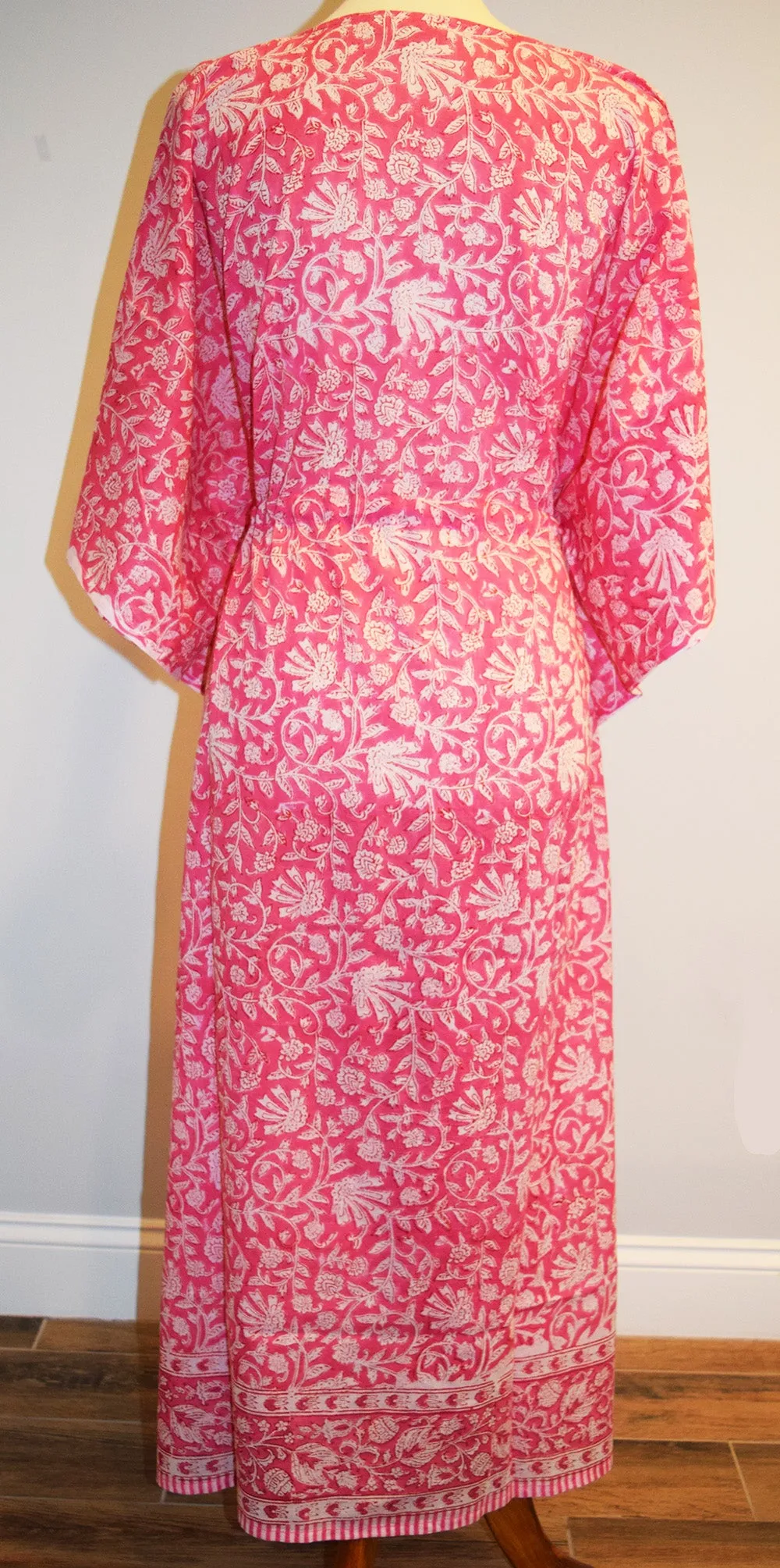 Border Print Long Kaftan | Flamingo