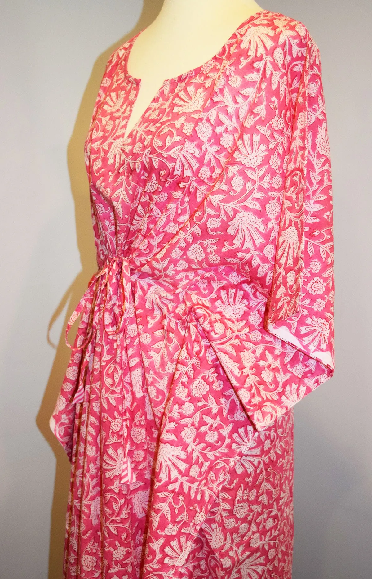 Border Print Long Kaftan | Flamingo