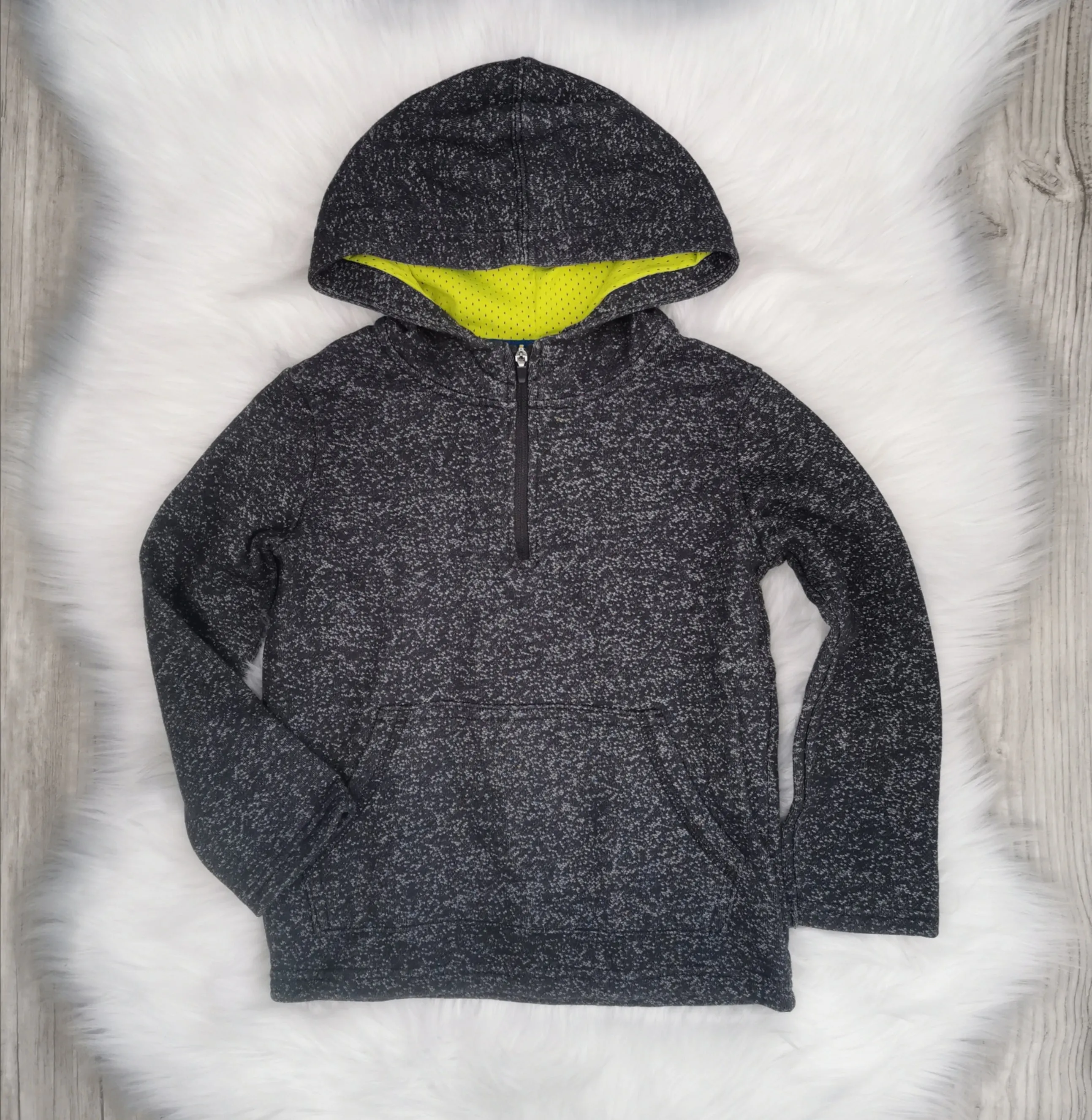 BOY SIZE 4 YEARS - OSHKOSH, Speckled Grey Half-Zip Pullover Hoodie NWOT B29