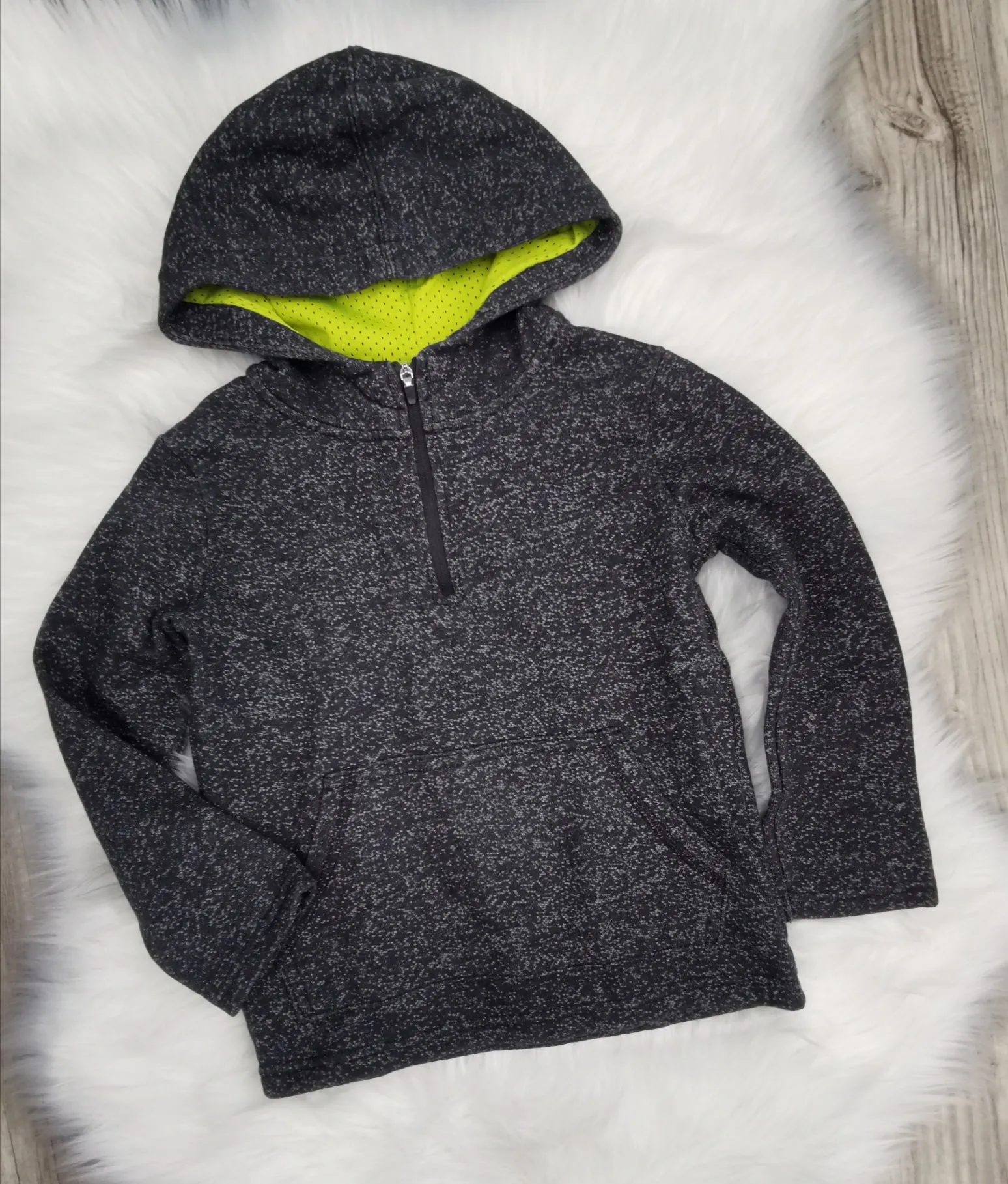 BOY SIZE 4 YEARS - OSHKOSH, Speckled Grey Half-Zip Pullover Hoodie NWOT B29