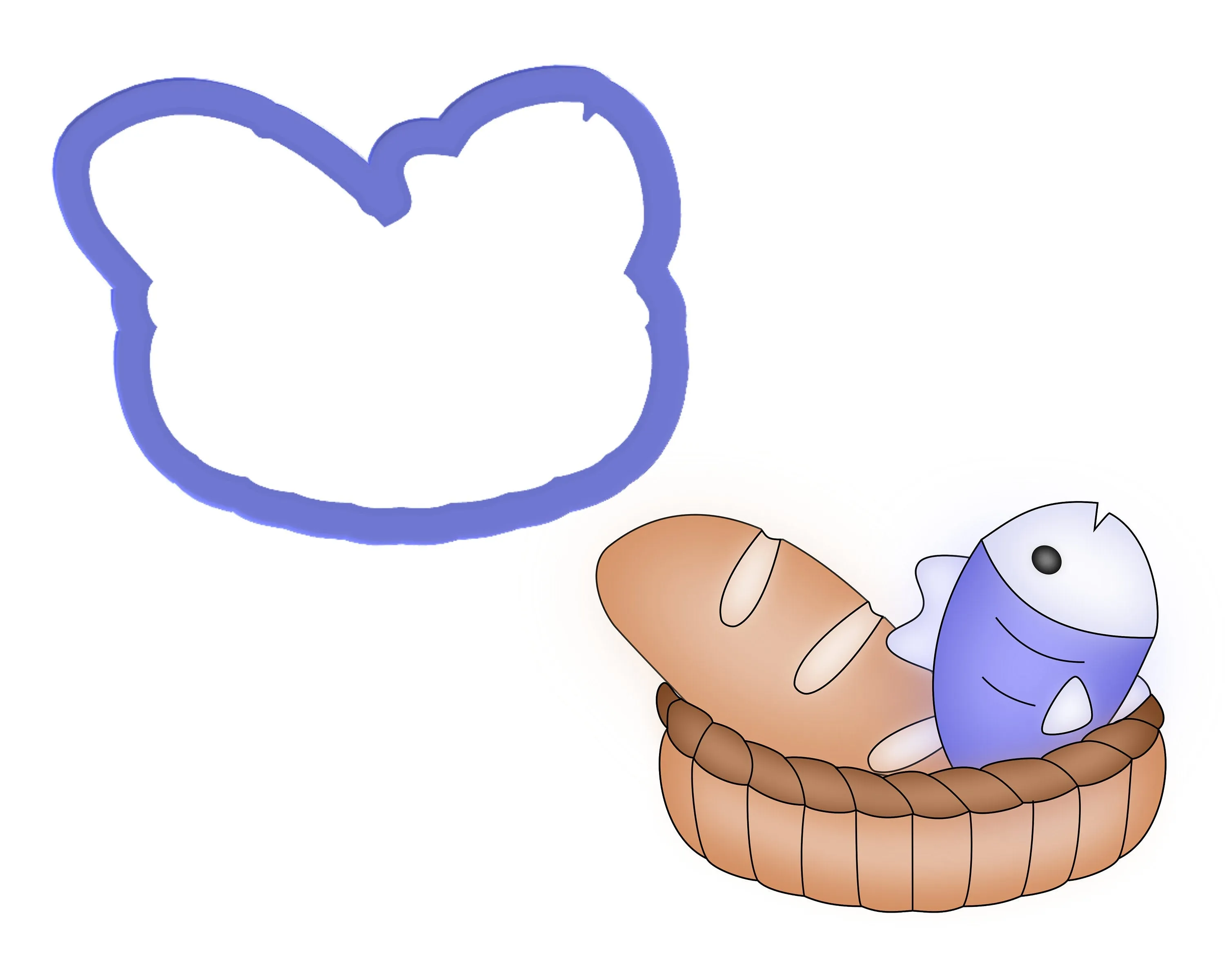 Bread and Fish in Basket Cookie Cutter
