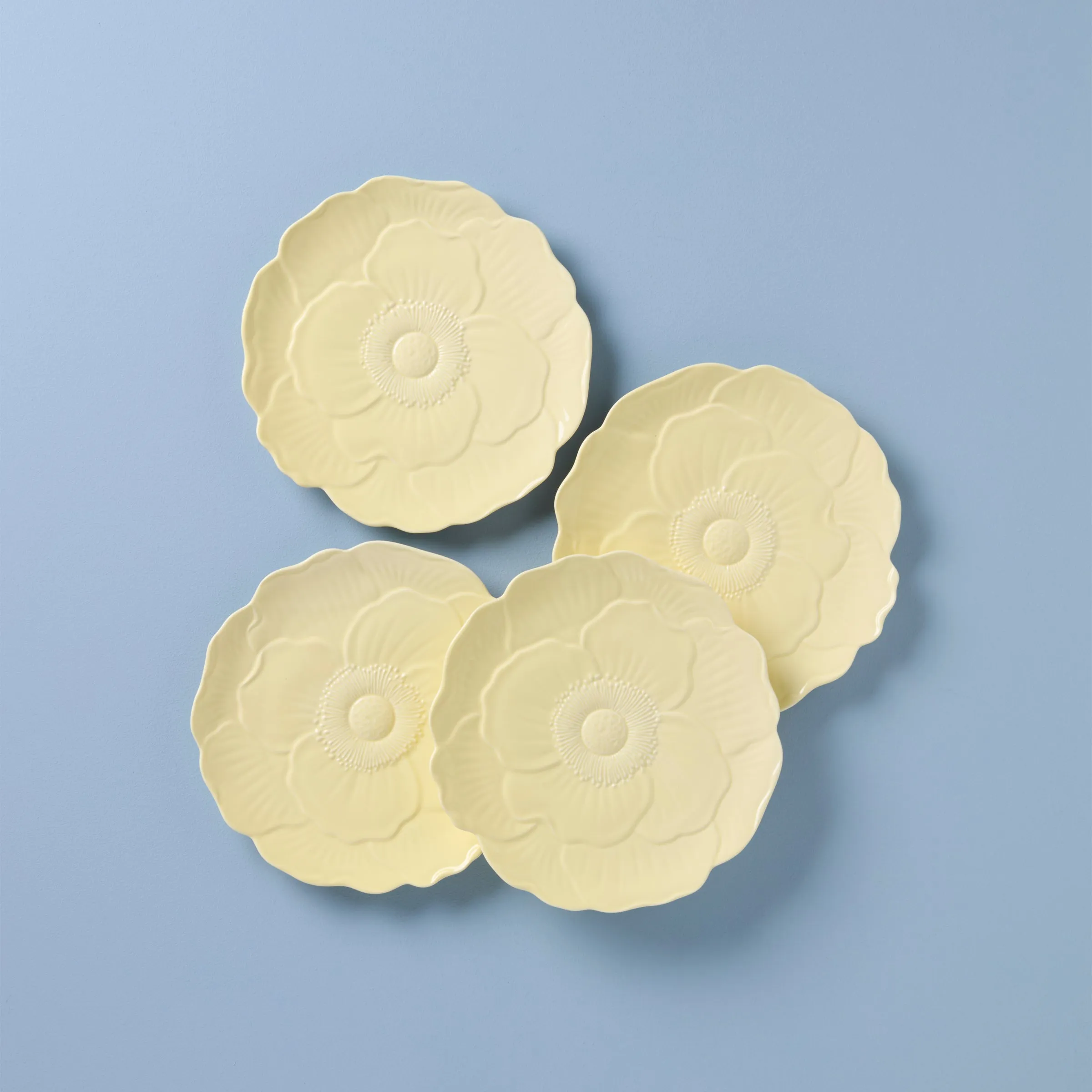 Butterfly Meadow Floral S/4 Accent Plates - Yellow