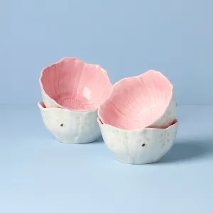 Butterfly Meadow Floral S/4 Dessert Bowls - Pink
