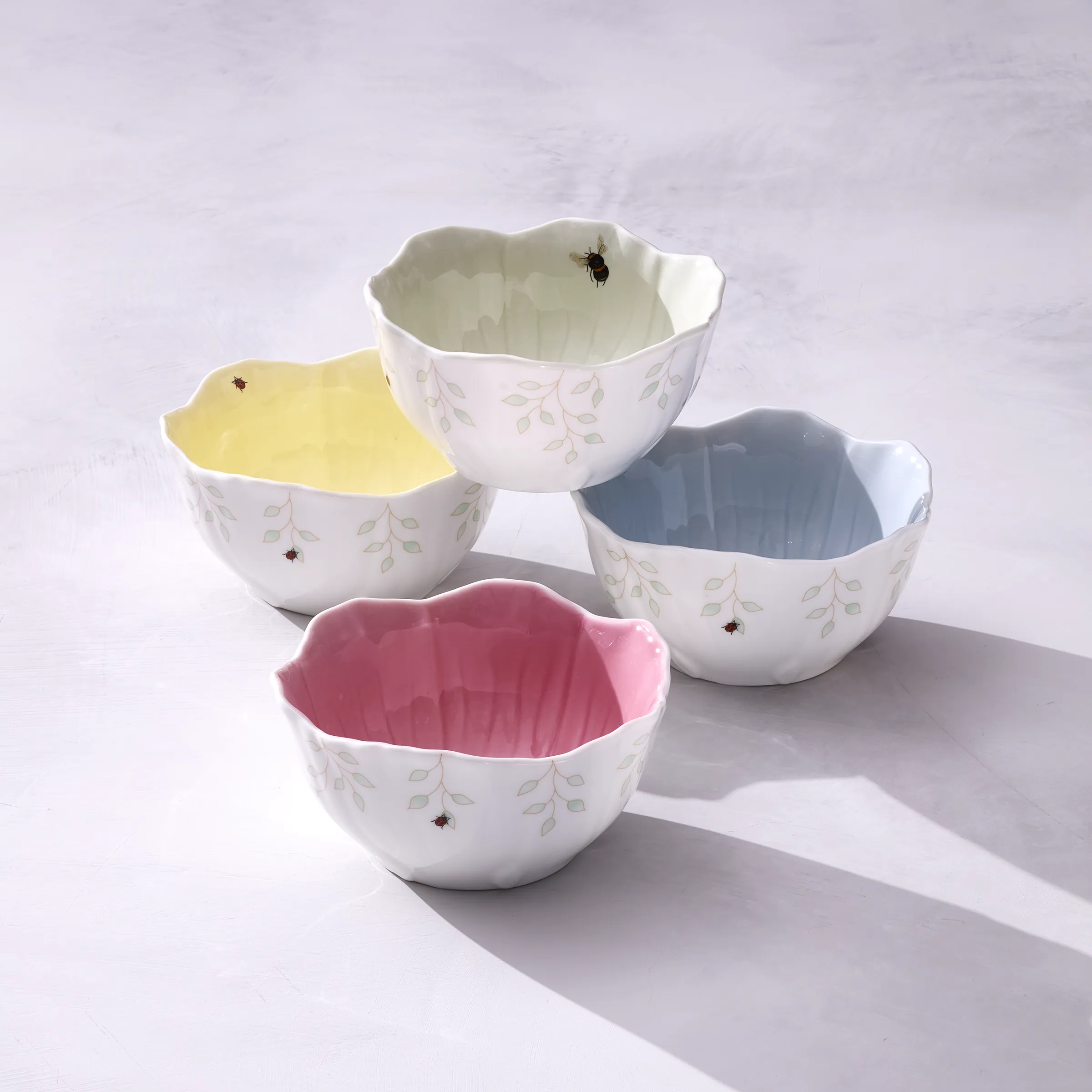 Butterfly Meadow Floral S/4 Dessert Bowls - Pink