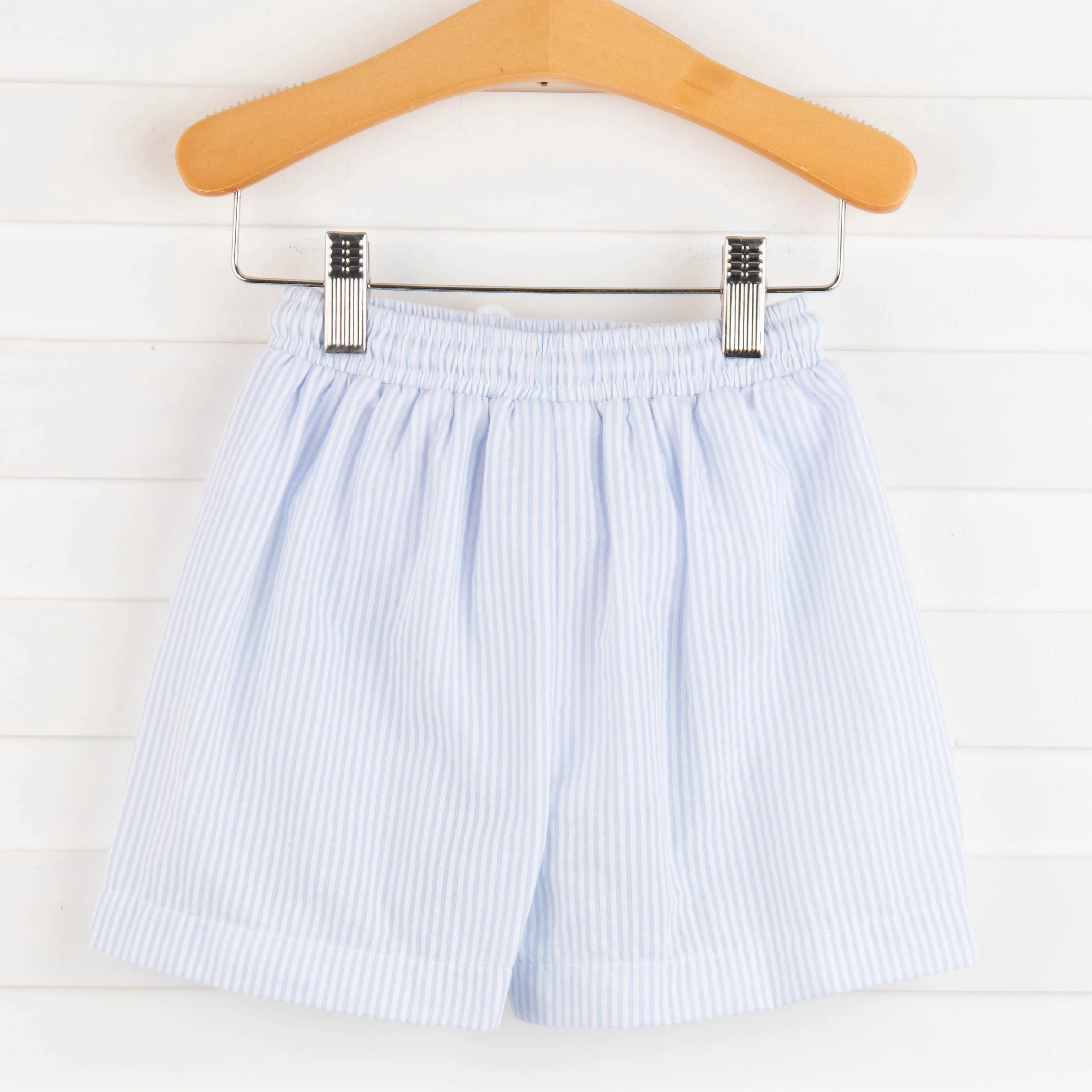 Chomp! Chomp! Smocked Swim Trunks, Blue