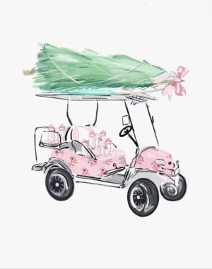 CHRISTMAS TREE ON GOLF CART - Art Print