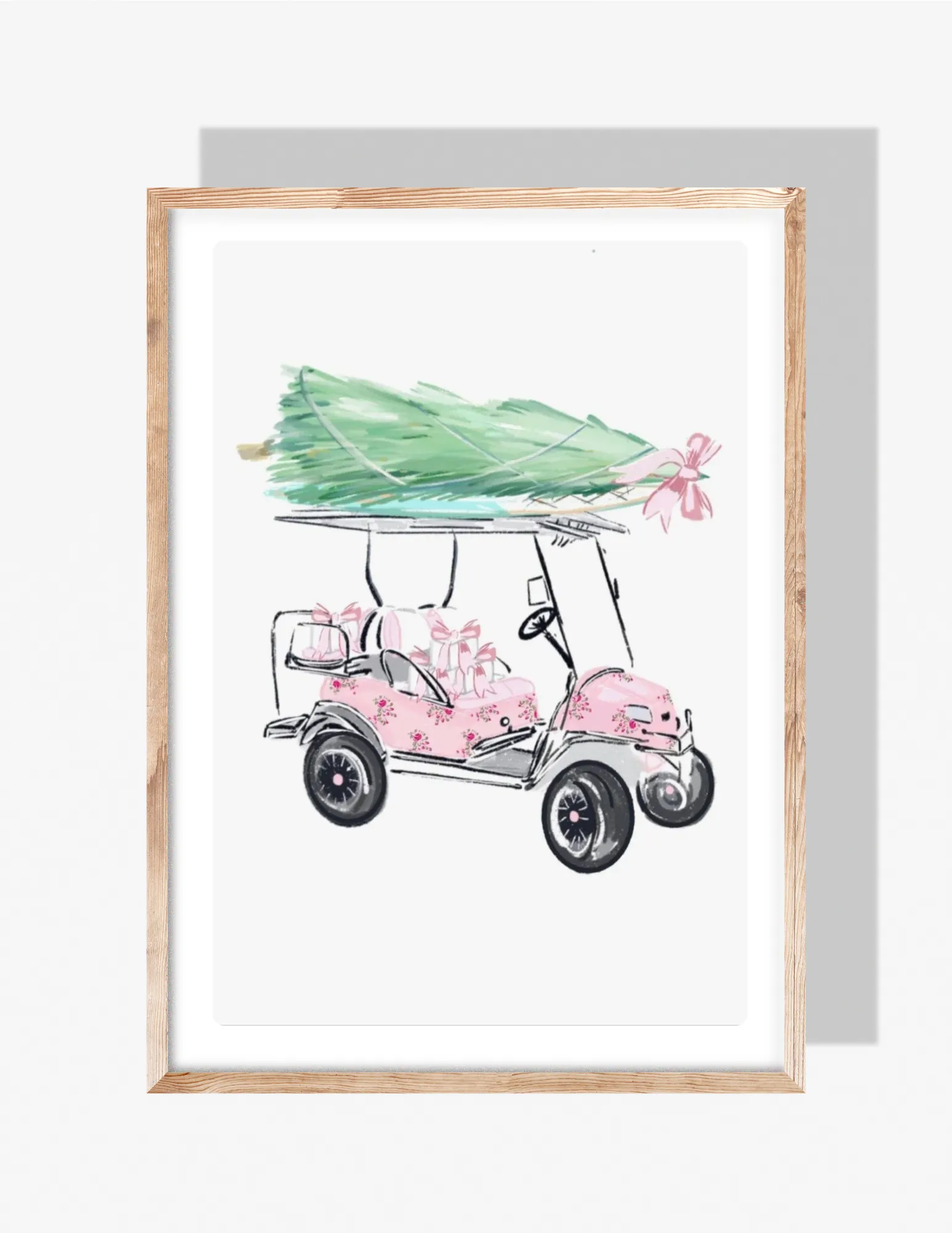 CHRISTMAS TREE ON GOLF CART - Art Print