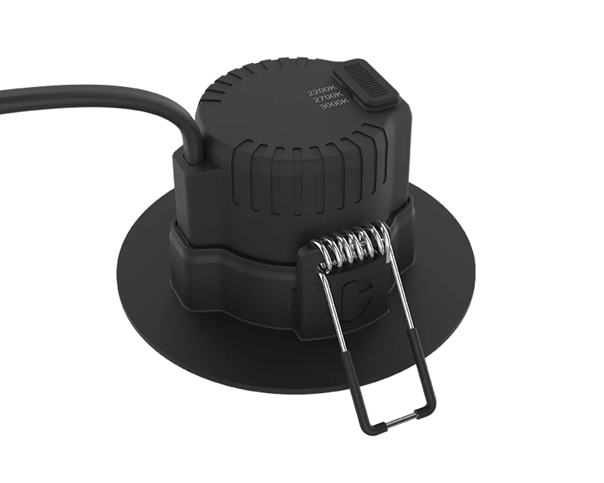 Collingwood H2EXT1B H2 Pro Extreme CSP IP65 5W & Colour Switchable LED Outdoor Soffit Downlight 2200K/2700K/3000K Black