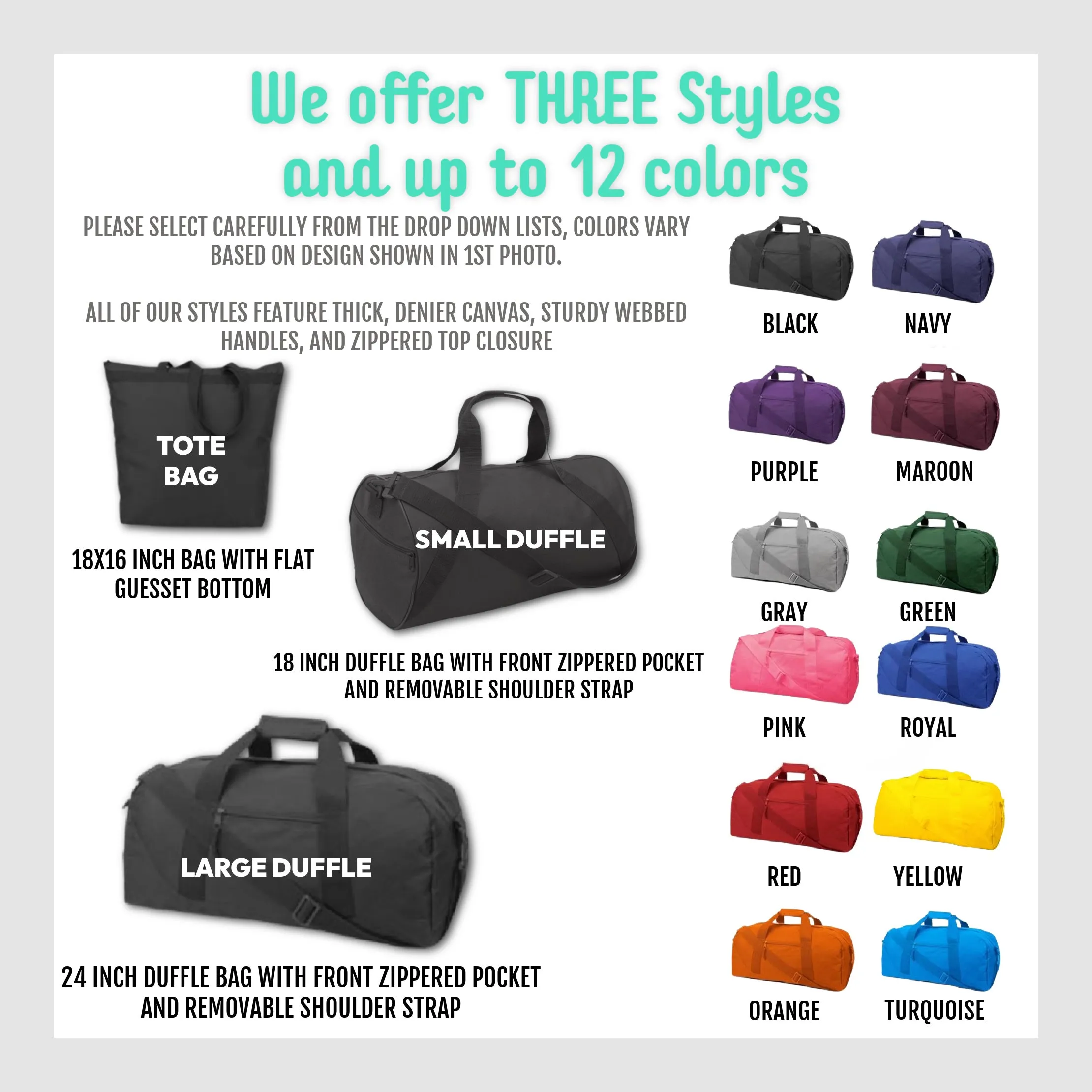 Colorful Swirl Personalized Dance Tote or Duffle Bag