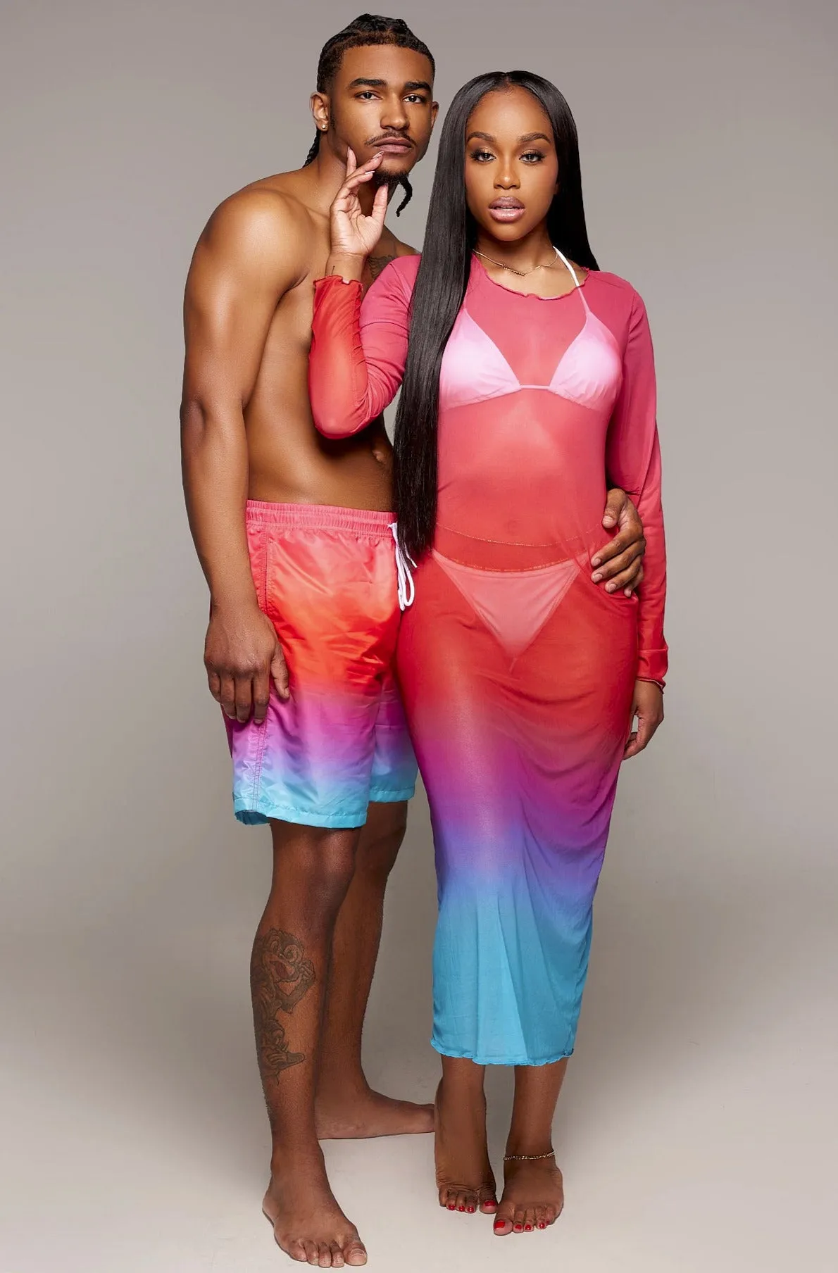 Cotton Candy Men's Medium Length Swim Trunks