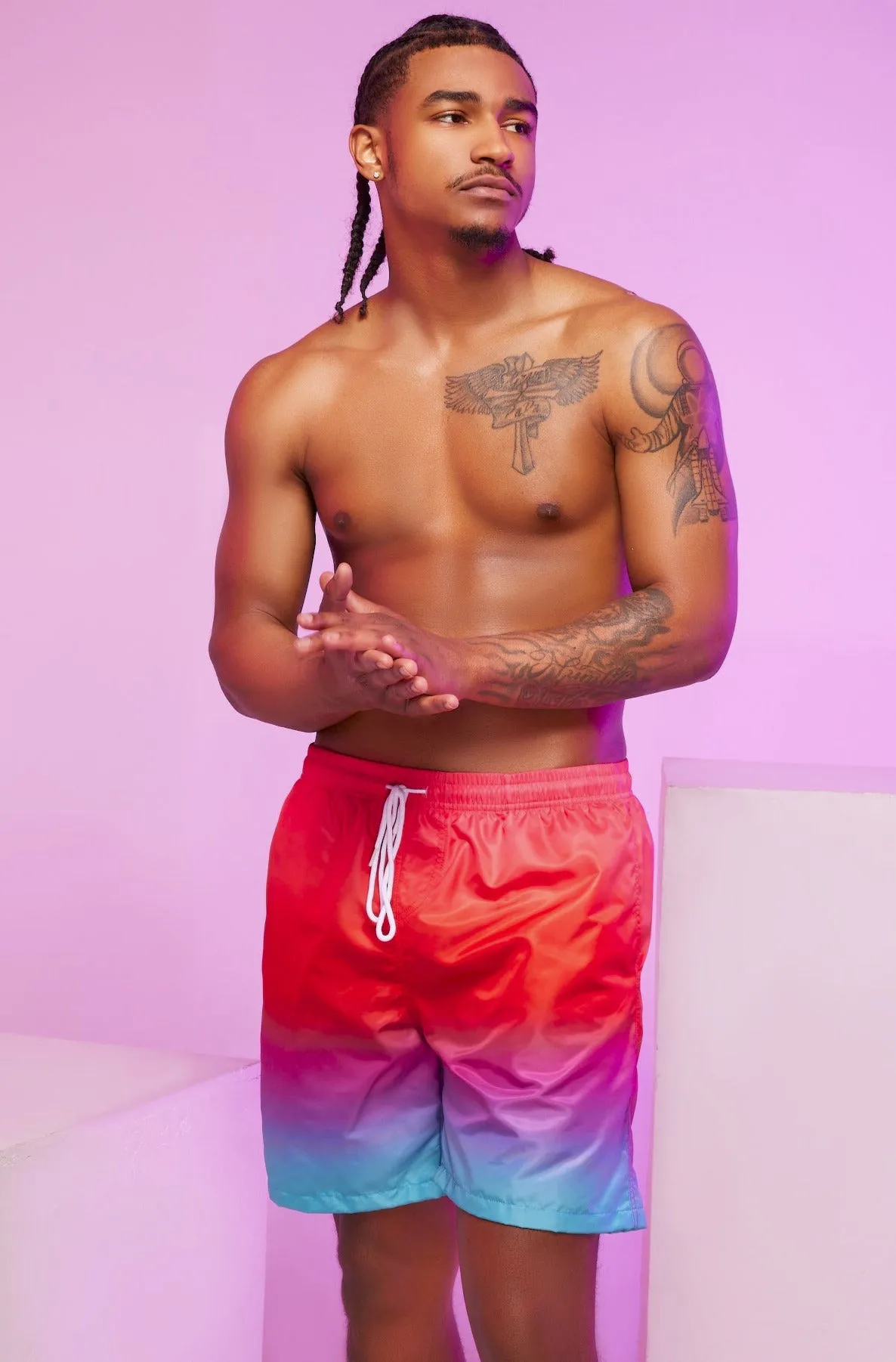 Cotton Candy Men's Medium Length Swim Trunks