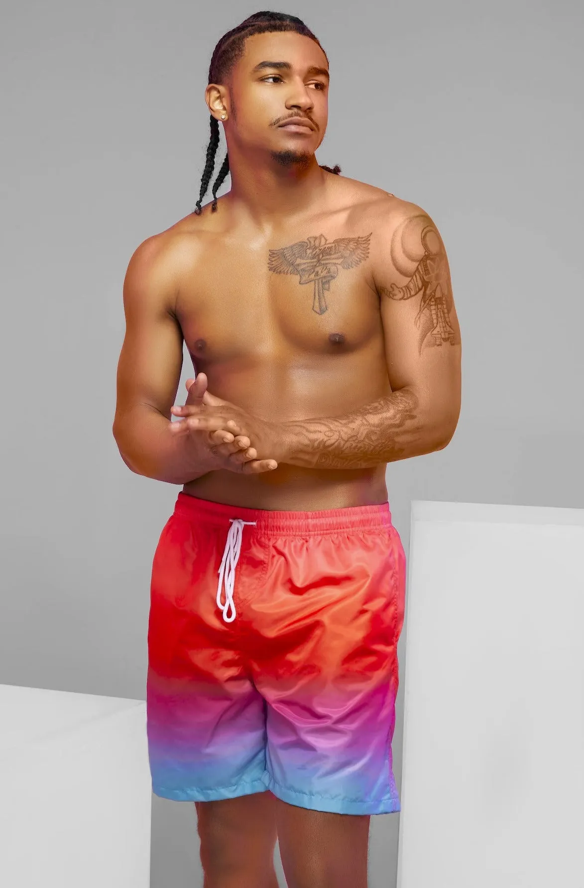 Cotton Candy Men's Medium Length Swim Trunks
