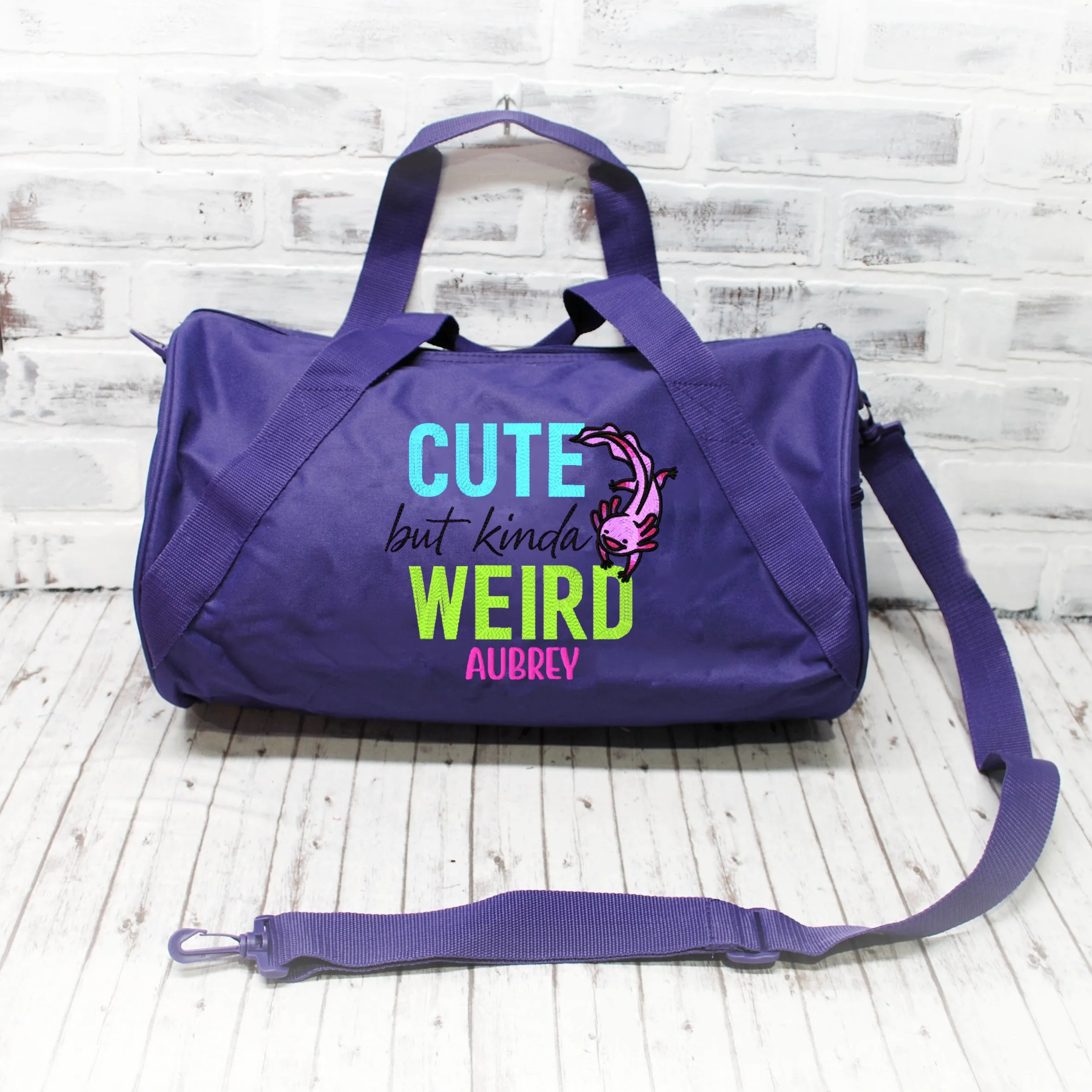 Cute But Kinda Weird Axolotl Personalized Duffle or Tote Bag