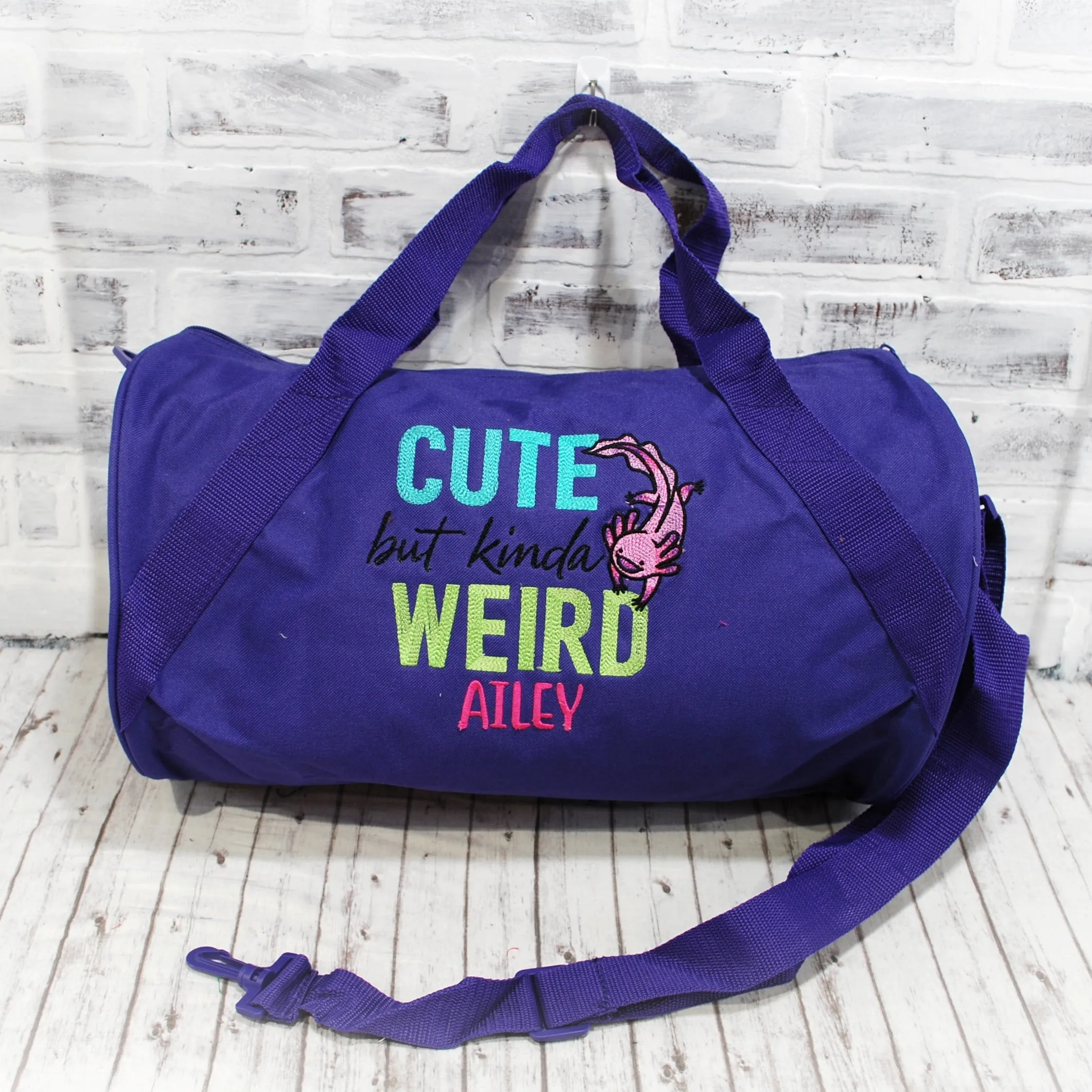 Cute But Kinda Weird Axolotl Personalized Duffle or Tote Bag