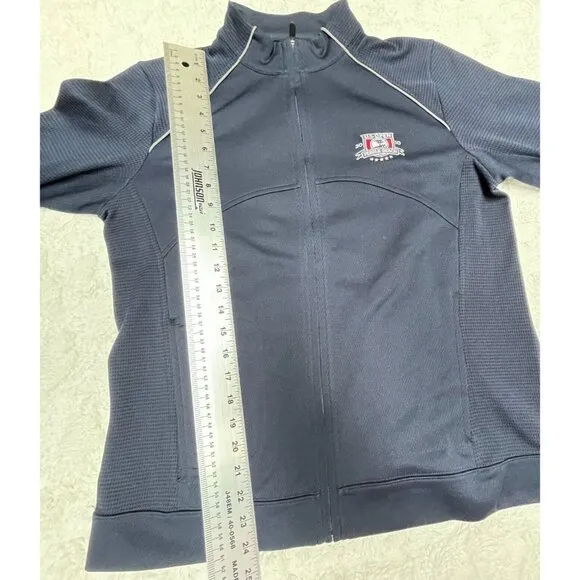 Cutter &amp; Buck CB Drytec Womens Zip Jacket Large U.S Open 2010 Pebble Beach Navy