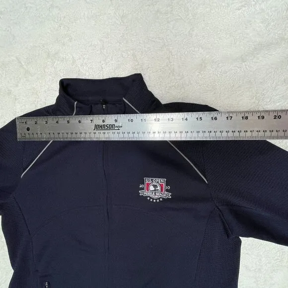 Cutter &amp; Buck CB Drytec Womens Zip Jacket Large U.S Open 2010 Pebble Beach Navy
