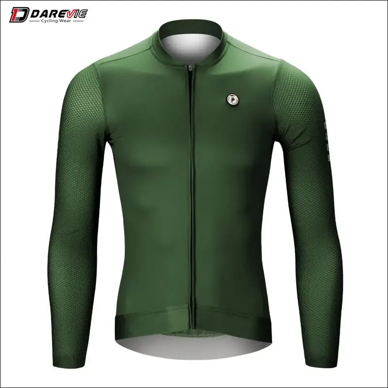 Darevie long sleeve cycling jersey - pro aero slim fit, breathable, quick dry