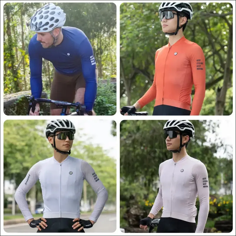 Darevie long sleeve cycling jersey - pro aero slim fit, breathable, quick dry