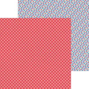 Doodlebug - Hometown USA Collection - 12x12 Single Sheets - Picnic Plaid / 8537