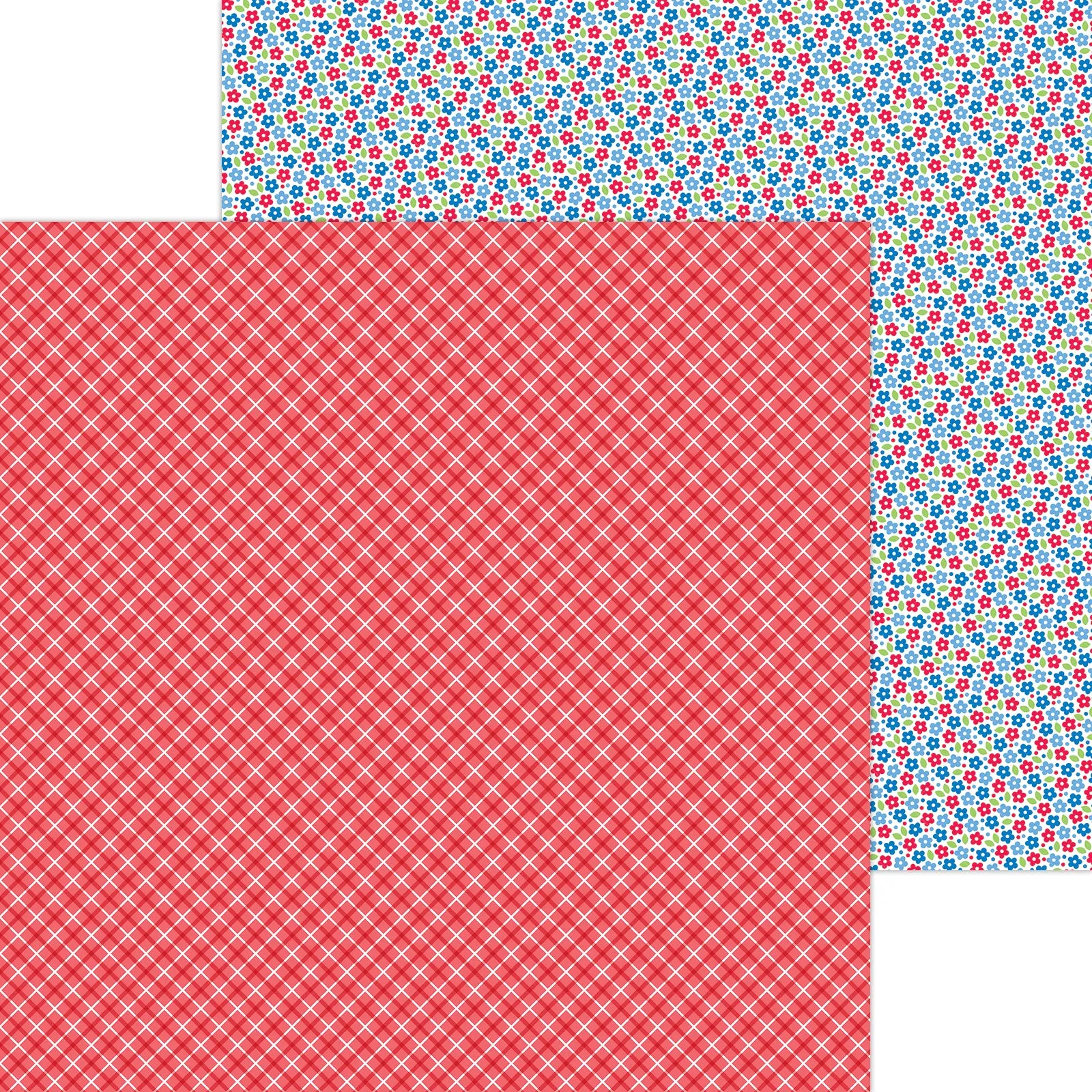 Doodlebug - Hometown USA Collection - 12x12 Single Sheets - Picnic Plaid / 8537