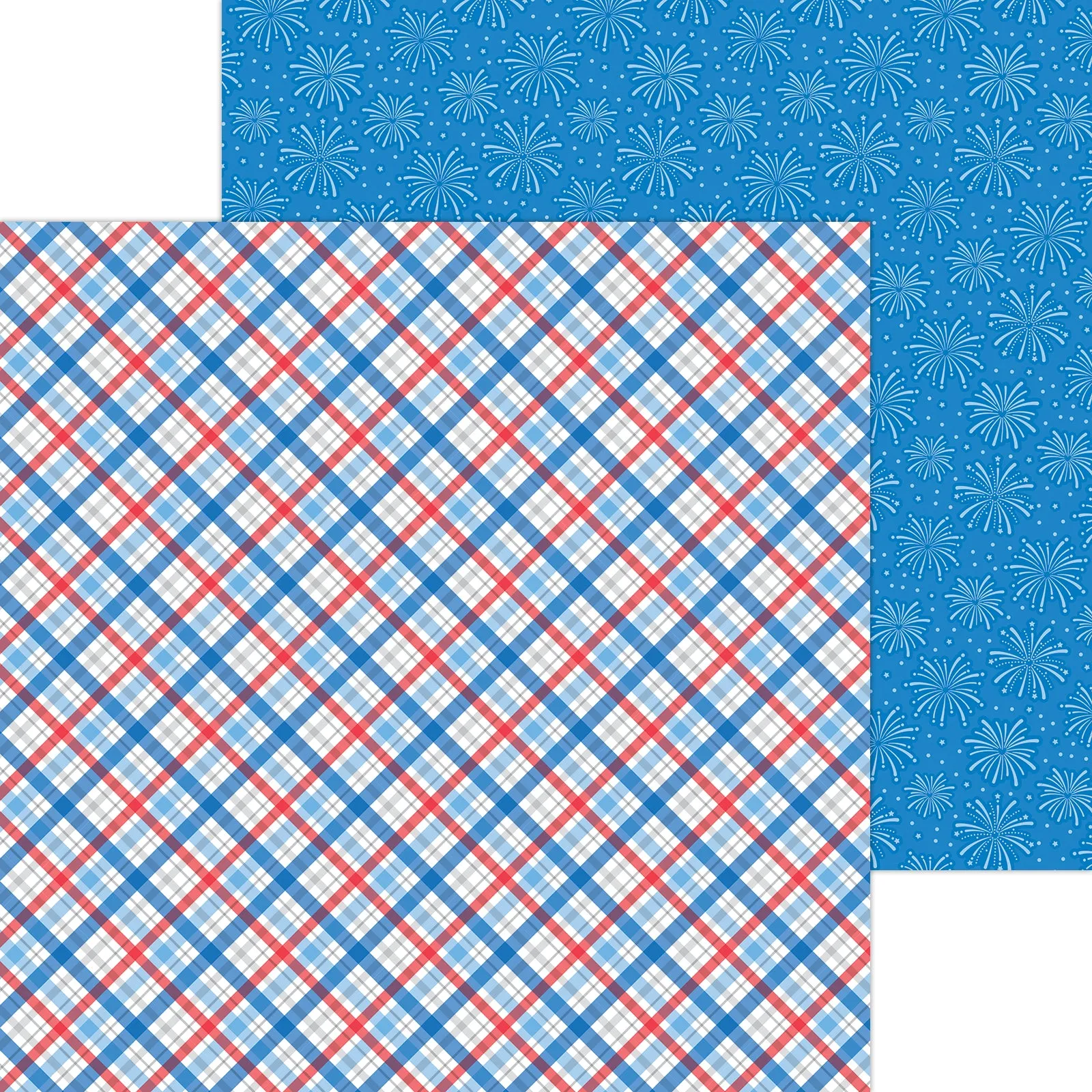Doodlebug - Hometown USA Collection - 12x12 Single Sheets - Plaid To Be American / 8535