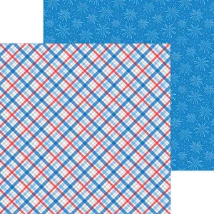 Doodlebug - Hometown USA Collection - 12x12 Single Sheets - Plaid To Be American / 8535