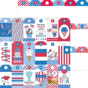Doodlebug - Hometown USA Collection - 12x12 Single Sheets - Tag-You're It! / 8544