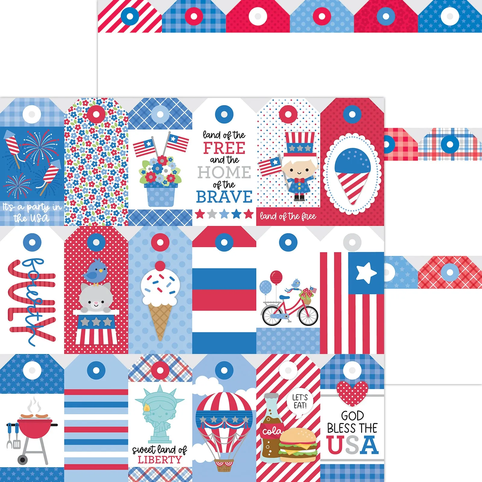 Doodlebug - Hometown USA Collection - 12x12 Single Sheets - Tag-You're It! / 8544