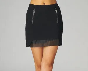 Double Zippered Front Black Miniskirt