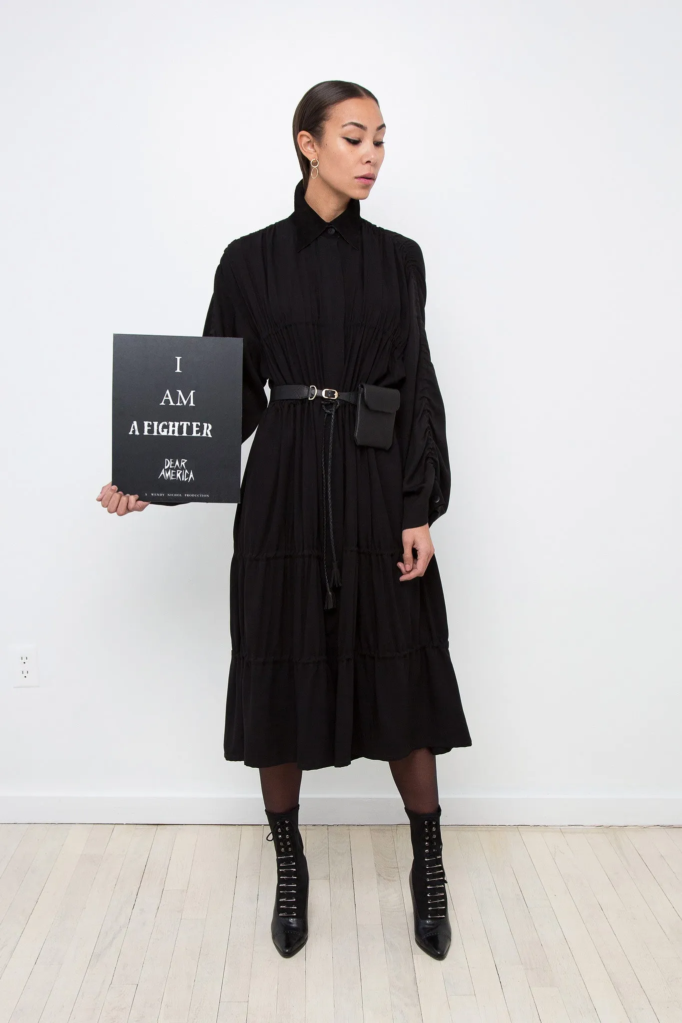 Drawstring Dress Coat