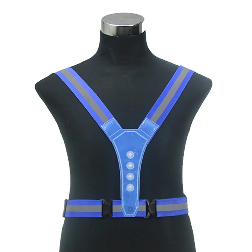Elastic and elastic V-shaped 4LED light-emitting reflective vest