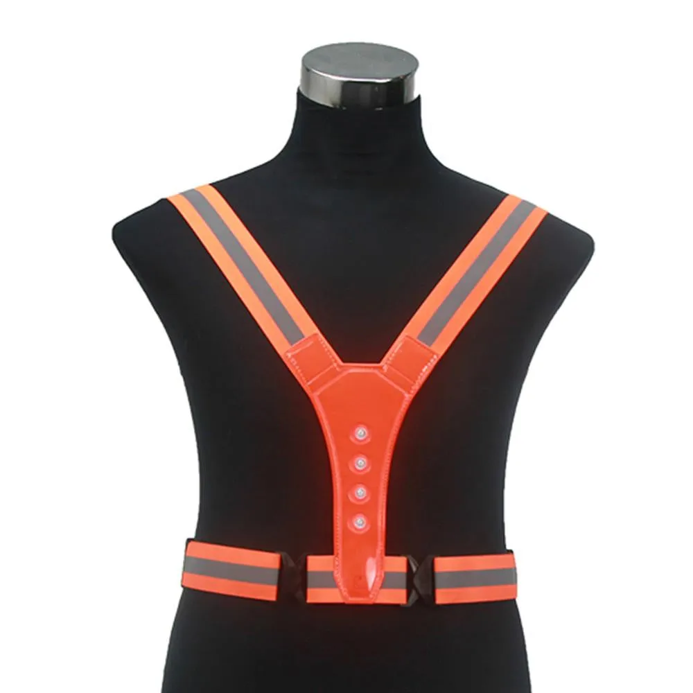 Elastic and elastic V-shaped 4LED light-emitting reflective vest